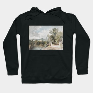 A Church and Village seen from a Riverside Footpath Hoodie